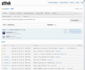 rust-lang.net: graydon/rust - GitHub
A work-in-progress programming language; not yet suitable for users