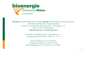 bioenergie-ritten.it: Fernheizwerk Ritten - Informationen zur Bioenergie am Ritten / Südtirol
Hier finden Sie Informationen, sowie Kontaktdaten zum geplanten Fernheizwerk und zum Thema Bioenergie am Ritten / Südtirol.