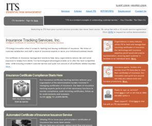 insurancetrackingservices.com: Insurance Tracking Services, Inc. (ITS) - Insurance Certificate Tracking & Issuance
Insurance Tracking - ITS provides third-party certificate of insurance tracking and issuance services.