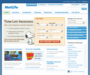 metlife.com: Life Insurance, Dental Insurance & Financial Services | MetLife
MetLife is a leading provider of insurance and other financial services to millions of individual and institutional customers. Get a quote.