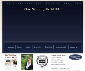 siliconvalleyhomeexpert.com: Elaine Berlin White: Certified Home Marketing and Seniors Real Estate Specialists - California Real Estate
Elaine Berlin White, Certified Home Marketing and Seniors Real Estate Specialists, helps clients in selling, buying, or relocating their California real estate and homes in Saratoga, Menlo Park, San Mateo, Los Gatos, Los Altos Hills, Redwood City, Palo Alto, Mountain View, San Gregorio, and Woodside areas> 

<meta name=