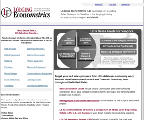 lodgingvendors.com: Lodging Econometrics
Information website for Vendors and Suppliers to the Lodging Industry.