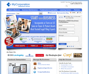 trademarkregistration.info: Incorporate Online, Incorporation Services, LLC, Trademark | MyCorporation.com
MyCorporation makes it easy to incorporate a business online - starting at $49