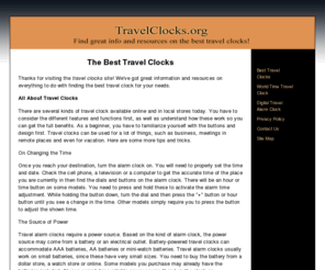 travelclocks.org: Travel Clocks - Best Travel Clocks
Best information on travel clocks! Find great resources and tips on what to look for in travel clocks and getting the best price on the web...