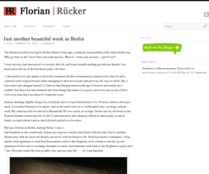 xn--rcker-kva.com: Florian Rücker Online
The tini tiny wordpressed website of Florian Rücker.