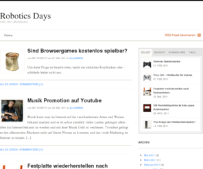 roboticsdays.org: Multimedia, Computer, Fernseher, Technik - Robotic Days
Alles was Sie über brandaktuelle Multimedia-Produkte wissen müssen! Mit umfangreichen Berichten und viel Insiderwissen.