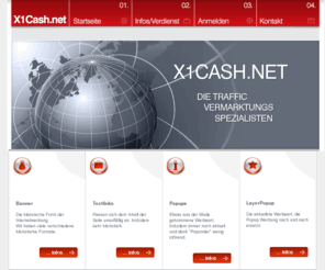 x1cash.net: X1Cash.net - Geld verdienen durch Traffic Vermarktung
X1Cash, die Traffic Vermarktungsspezialisten. Wir kümmern und um die Vermarktung Ihrer Webseite - Geld für Webmaster, Werbung für Sponsoren