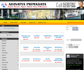 adisatya.com: Toko Komputer Online : Jual Laptop, Komputer, Printer, Monitor, LCD, Memory, Hard Disk, dll.
Toko Komputer Online, Jual Laptop, Jual Notebook, Printer, Monitor, LCD, Memory, Hard Disk, DVDRW, Casing, Keyboard, Mouse