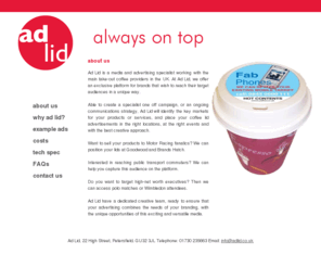 adlid.co.uk: Ad Lid
Advertising on your coffe cups