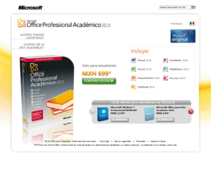 estudiantesalavanguardia.com: Microsoft Office Professional Académico 2010
Microsoft Office Ultimate 2010 includes Word, Excel, PowerPoint, Outlook, and many other Office 2010 products. The Ultimate Steal allows students to create, manage, organize and share documents, emails, presentations, and much more at a massively discounted price.