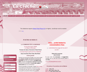 ville-lacreche.fr: Accueil de la ville La Crèche - Mairie de La Creche (Deux-Sèvres 79 Poitou-Charentes)
Site officiel de la ville de La Crèche édité par la Mairie de La Creche.
Retrouvez toutes les informations sur cette commune des Deux-Sèvres (79) en Poitou-Charentes située à quelques kilomètres de Niort : vie municipale, vie quotidienne et services aux citoyens, vie associative, tourisme, art et culture ou encore sport et détente, tout sur La Crèche !