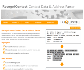 contact-parser.com: RecogniContact International Contact Data & Address Parser
Address Parser