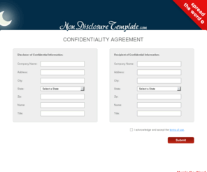 nondisclosuretemplate.com: Non Disclosure Template – NDA Generator
A free to use form that creates a non disclosure agreement. Non disclosure agreements, or NDAs are used to help protect intellectual property.