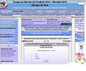 mondial2018.biz: Mondial 2018 : Coupe du Monde de football 2018
En attendant le mondial 2018 : cap sur le mondial 2010 en Afrique du Sud : qualifications 2010, rsultats 2010, matchs 2010, billets