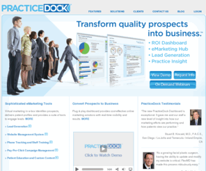 clientreferraloffice.com: Home - PracticeDock
Introducing PracticeDock, a cost effective online marketing tool that transforms quality prospects into business. Generate quality patient leads to your practice with PracticeDock.