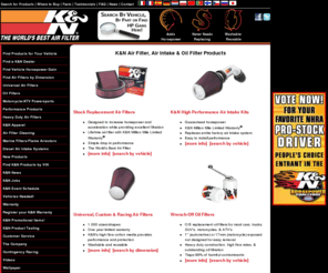 www-knfilters.com: K&N High Performance Air Filters, Air Intakes, & Oil Filters
K&N Replacement Air Filters, Air Intakes, and Oil Filters for auto, gas and diesel truck, motorcycle, off-road and racing vehicle, marine, snowmobile, ATV, dirt bike, small engine, and industrial use.  K&N now also has washable air filters for class 4, 5, 6, 7, and 8 trucks and motorhomes.