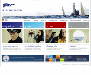 hafen-lounge.com: seven seas society
sevenseassociety.com ist ein unabhängiges Portal zum Thema Seereisen. seven seas magazin erscheint jeweils zum 15. eines Monats.