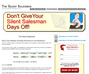 the-silent-salesman.com: How Do I Promote My Website Online - Website Promotion The Silent Salesman
Find out what I do to promote my website to appear in the Google search results. Website Promotion tips from the Silent Salesman