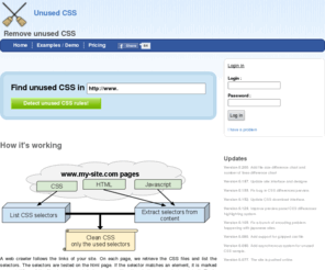 unused-css.com: Remove unused CSS - CSS Optimizer

Unused CSS is an online tool to remove unused CSS rules. It will check you pages and mark all unused CSS and then you can download a clean CSS file.