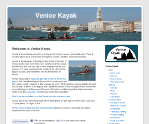 venicebykayak.com: Venice Kayak - guided sea kayak tours in Venice, Italy
Venice Kayak offers guided kayaking trips in the city of Venice and the lagoon. We can cater for groups of 2-12 participants for a single day or for a week or more.