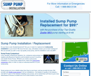 sumppumpinstallation.com: Sump Pump Installation | Sump Pump Replacement
Sump pumps are more reliable today than they've ever been, and we provide the best in Connecticut. We provide only Zoeller sump pumps in all our installations.