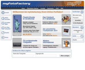 myfotofactory.de: Digitalfoto Printservice
Abzüge vom Digitalfoto in hoher Qualität. Die Komplettlösung zum Verwalten von Digitalbildern online. Unser Online Fotolabor garantiert Farbechtheit durch ihr eigenes Icc-Farbprofil - Myfotofactory