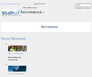 abimesse.net: Uni, Abi, Studium, Studienkredit, Stipendium, studieren, Praktikum, studilux
Infos aus Studium, Schule Abi, Praktikum und Jobs für Studenten, Ratgeber für Studienkredit und Studienfinanzierung, Stellenangebote für Studenten und Hochschulabsolventen - Studium