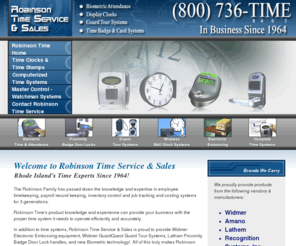 timeclocks.net: Robinson Time Service & Sales Co. - Cranston , RI- Home
Robinson Time Service and Sales - Cranston, RI - Timekeeping, Payroll, Record Keeping, Time Systems and More.