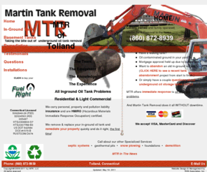 martintankremoval.com: Oil Storage Tank Removal in Connecticut by MTR
MTR, LLC is a DEP licensed demolition contractor providing insured wrecking services throughout Connecticut. 