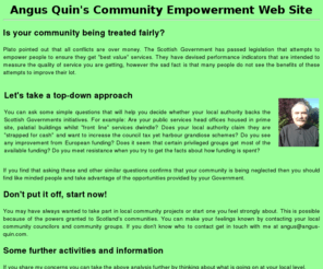 angus-quin.com: Community empowerment, Scotland, community councils, independent
This site discusses the implementation of community empowerment in Glasgow South East