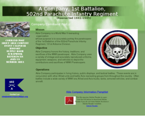 ablecompany502pir.org: Able Company, 1st Battalion, 502d Parachute Infantry Regiment (Reenacted) - Command Post
Able Company, 1st Battalion, 502 Parachute Infantry Regiment (Reenacted) - Command Post