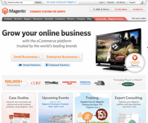 magentocommerce.biz: Magento - Home  - eCommerce Software for Growth
Magento is the eCommerce software platform for growth that promises to revolutionize the industry. Its modular architecture and unprecedented flexibility means your business is no longer constrained by your eCommerce platform. Magento is total control