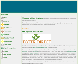 plantsolutionsltd.com: Plant Solutions Limited - Home
Supplier of non-pesticide and alternative crop protection products for horticultural and agricultural sectors. Wide range including pest control products, natural predators, bio-fumigants, plant stimulants and more. Full technical support, advice and service provided.