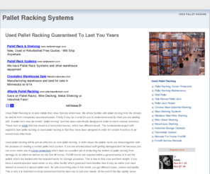 pallet-racking-systems.com: Used Pallet Racking - Used Pallet Racking Guaranteed To Last You Years
Used Pallet Racking is no less stable than ones that are brand new. We all are familiar with pallet racking from the movies, as well as from companies and warehouses. Firstly it may be crucial for you to understand exactly what you are dealing with. A pallet rack may be known 