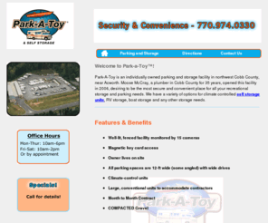 parkatoy.com: Self Storage Facility Acworth, Boat Storage Acworth, RV Storage Acworth, Park A Toy
Park-A-Toy offers a variety of different options for all your parking and storage unit needs. We have boat storage, RV storage and indoor climate controlled storage units available.