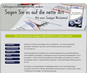 saatgut-werbetueten.de: Saatgut Werbetüten - individuelle, personalisierte Werbemittel, die im Gedächtnis bleiben!
individuelle, personalisierte Saatgut Werbetüten als exklusives Give-Away. Ein ausgefallenes Werbemittel, das im Gedächtnis bleibt.