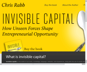 democratizingentrepreneurship.com: Official website for the book, Invisible Capital by Chris Rabb
How communities can build and grow sustainable enterprises when a good attitude, a great idea and hard work are simply not enough for most entrepreneurs to succeed on an uneven playing field.