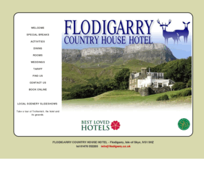 flodigarry.co.uk: Flodigarry Hotel - Isle of Skye
Flodigarry Country House Hotel, Isle of Skye. Set amongst some of the most dramatic scenery in the Scottish Highlands, Flodigarry is a sheltered haven nestling beneath the towering pinnacles of the Quiraing