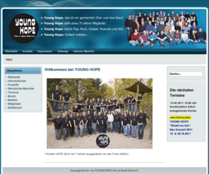 younghope.de: Willkommen bei YOUNG HOPE
Young Hope: Etwa 70 junge Leuten machen Pop, Gospel, Musical, Oldies, Soul und NGL