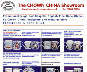 chownchina.co.uk: Bespoke English fine bone china giftware and tableware by Chown China, designers and manufacturers
Promotional mug manufacturers, designers and producers of specially commissioned bone china, bespoke bone china manufacturers.