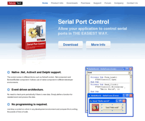 serial-port-control.com: Serial Port Control - Serial Port ActiveX - Access Serial Port
Serial Port Control - Easy to use control intended for simplification serial port communication tasks in your projects.