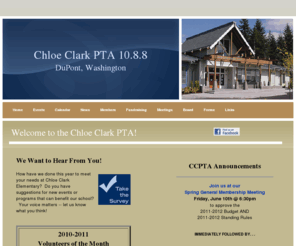 chloeclarkpta.com: Chloe Clark PTA 10.8.8 >  Home
Chloe Clark PTA (10.8.8) is associated with Chloe Clark Elementary in DuPont, Washington.