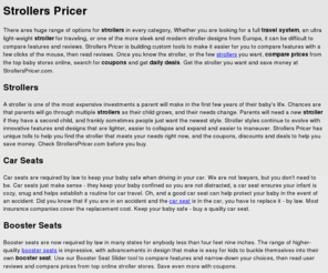 strollerspricer.com: Strollers and Car Seat Prices | StrollersPricer.com
Compare features of strollers and car seats. Search for the best prices from top merchants. StrollersPricer.com - the stroller shopping comparison site.
