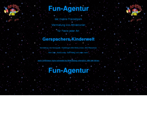 fun-agentur.de: Hüpfburg, Karussell, Attraktionen, Hüpfburgenverleih, viele tolle Hüpfburgen und andere Attraktionen
Fun-Agentur. Hüpfburg, Karussell und Attraktionenvermietung. Der mobile Freizeitpark. Vermietung von Attraktionen für Feste jeder Art. Hüpfburgenvermietung.