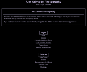 alexgrimaldo.com: Grimaldo Digital Photo
Wedding Photographer - Destination Weddings - Weddings Events - Photography - video.