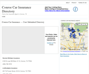 conroecarinsurance.com: Conroe Car Insurance Directory — Find a Car Insurance Agent in Conroe, TX
Directory of car insurance agents in or around Conroe, Texas