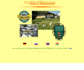 haus-cristal.com: Herzlich Willkommen im Haus Cristal, St Micheal
Haus Cristal St.Michael,St.Michael im Lungau mit Urlaubspauschalen und all-inklusive Pauschalen