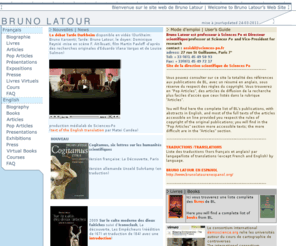 bruno-latour.fr: Site Web de Bruno Latour | Bruno Latour's Web Site
Welcome to Bruno Latour's Web site.  Bienvenu au Site web de Bruno Latour.