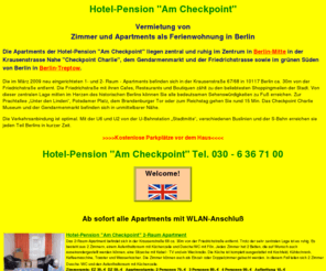 pensionamcheckpoint.de: Hotel-Pension "Am Checkpoint" ● Zimmer und Apartments in Berlin ab 39,-€
Hotel-Pension Am Checkpoint - Zimmer und Apartments in Berlin ab 39,-€