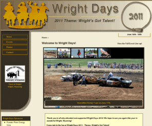 wrightdays.com: Wright Days - 2011 | Wright, Wyoming
Wright Days event schedule June 16th - 19th, 2011.